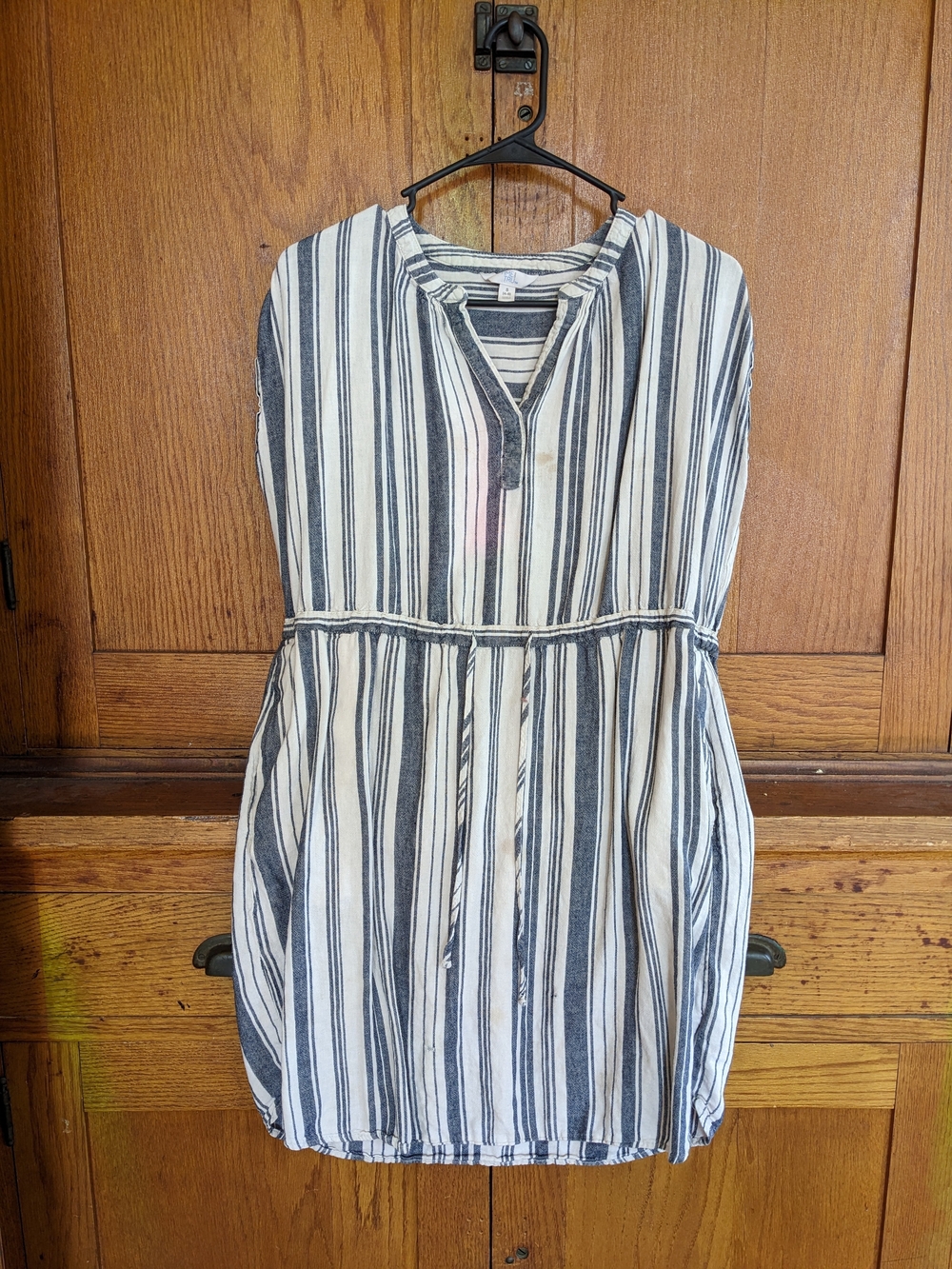Time and Tru Black and White Striped Sleeveless Mini Dress